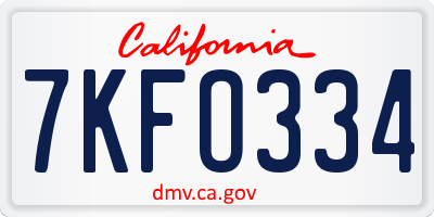 CA license plate 7KFO334