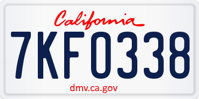 CA license plate 7KFO338