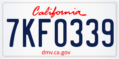 CA license plate 7KFO339