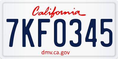 CA license plate 7KFO345