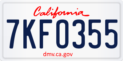 CA license plate 7KFO355