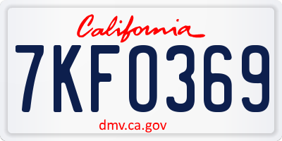 CA license plate 7KFO369