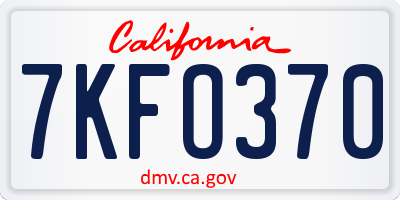 CA license plate 7KFO370