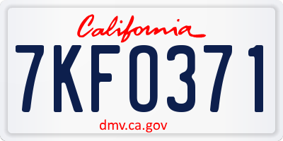 CA license plate 7KFO371