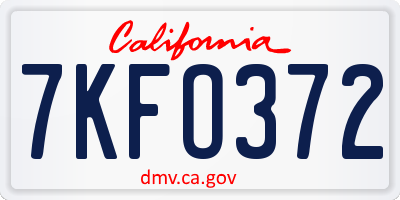 CA license plate 7KFO372