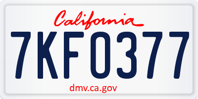 CA license plate 7KFO377