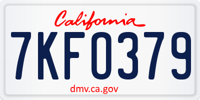 CA license plate 7KFO379