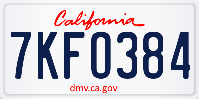 CA license plate 7KFO384