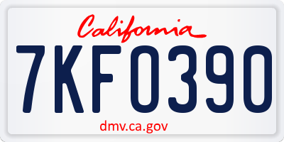 CA license plate 7KFO390