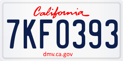 CA license plate 7KFO393