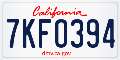 CA license plate 7KFO394
