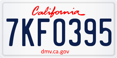 CA license plate 7KFO395