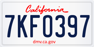CA license plate 7KFO397