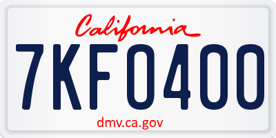 CA license plate 7KFO400
