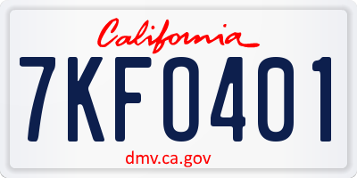 CA license plate 7KFO401