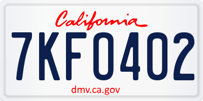 CA license plate 7KFO402