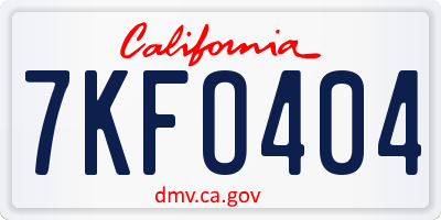 CA license plate 7KFO404