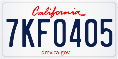 CA license plate 7KFO405