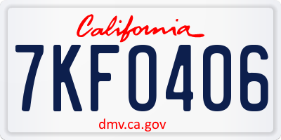 CA license plate 7KFO406