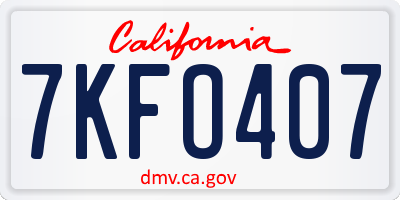 CA license plate 7KFO407
