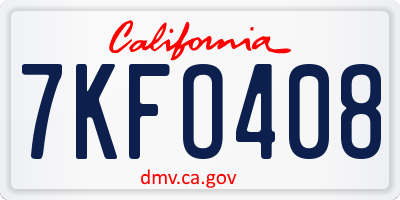 CA license plate 7KFO408