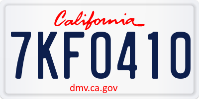 CA license plate 7KFO410