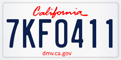 CA license plate 7KFO411