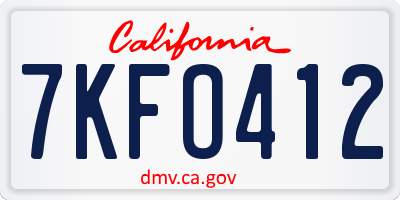 CA license plate 7KFO412