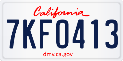 CA license plate 7KFO413