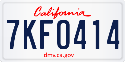 CA license plate 7KFO414