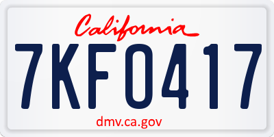 CA license plate 7KFO417
