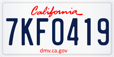 CA license plate 7KFO419