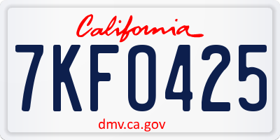 CA license plate 7KFO425