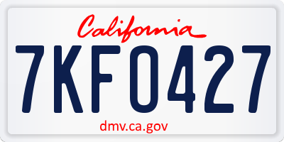 CA license plate 7KFO427