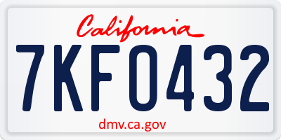 CA license plate 7KFO432