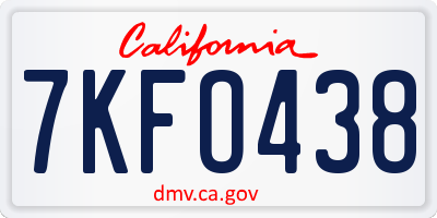 CA license plate 7KFO438