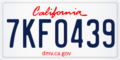 CA license plate 7KFO439