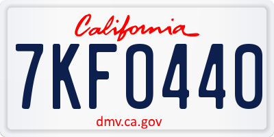 CA license plate 7KFO440