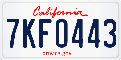 CA license plate 7KFO443