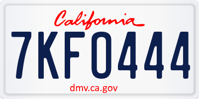 CA license plate 7KFO444