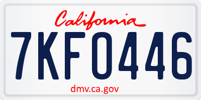 CA license plate 7KFO446