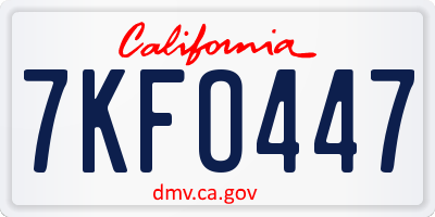 CA license plate 7KFO447