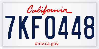 CA license plate 7KFO448