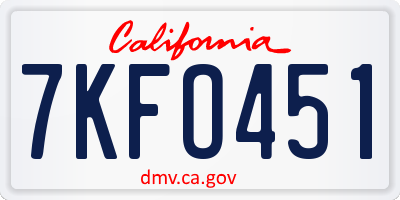 CA license plate 7KFO451