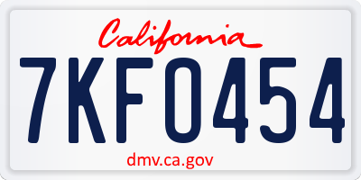 CA license plate 7KFO454