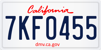 CA license plate 7KFO455