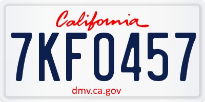 CA license plate 7KFO457