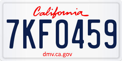 CA license plate 7KFO459