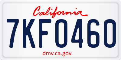 CA license plate 7KFO460