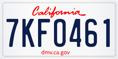 CA license plate 7KFO461